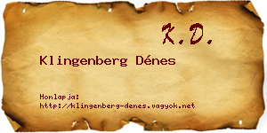 Klingenberg Dénes névjegykártya